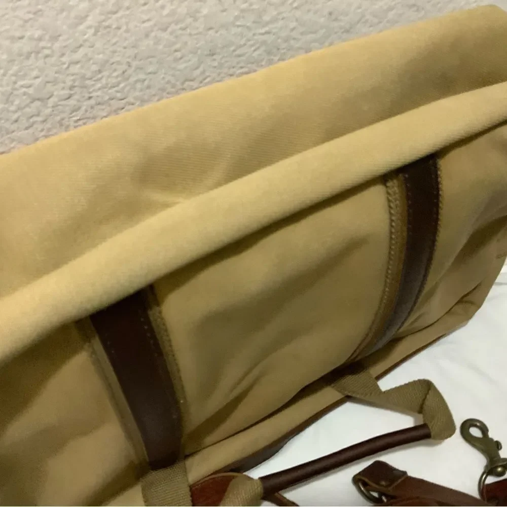 LL BEAN KHAKI CANVAS BROWN LEATHER 18